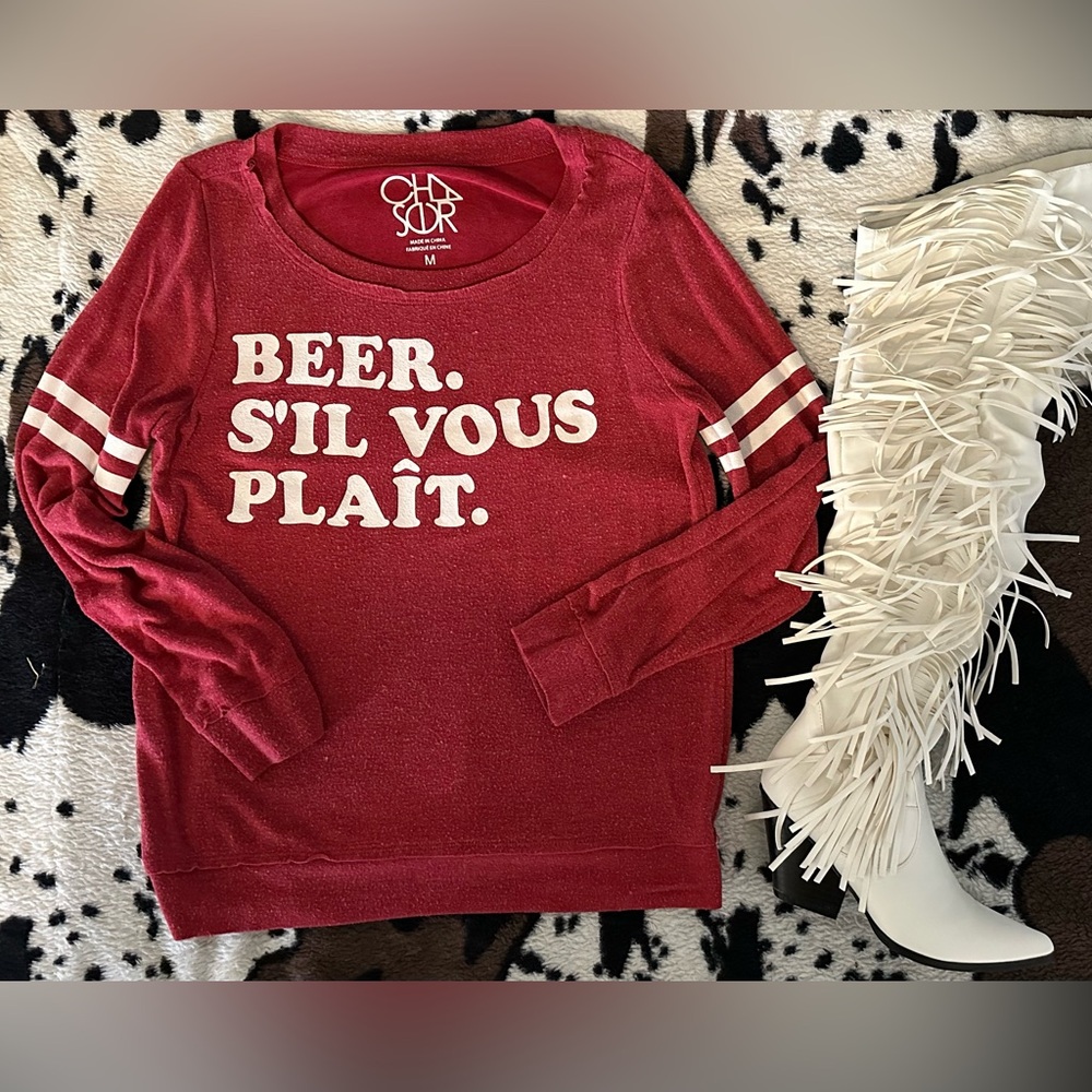 Chaser Red Pullover Beer Sil Vous Plait